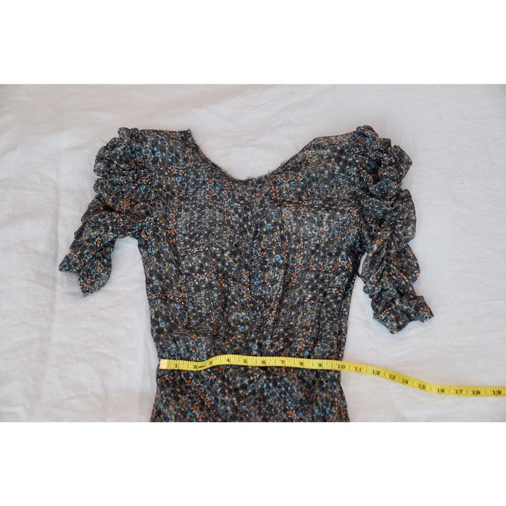 Isabel Marant x H&M 2013 Metallic Printed Ruched Sleeve Dress UR 32 / US 2 - Picture 11 of 11
